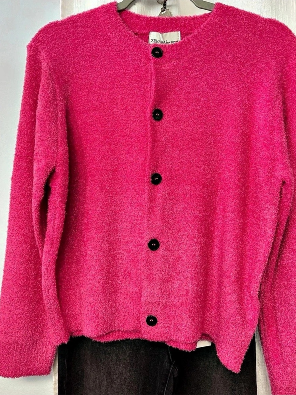 Zenana Button-Front Pink Cardigan
